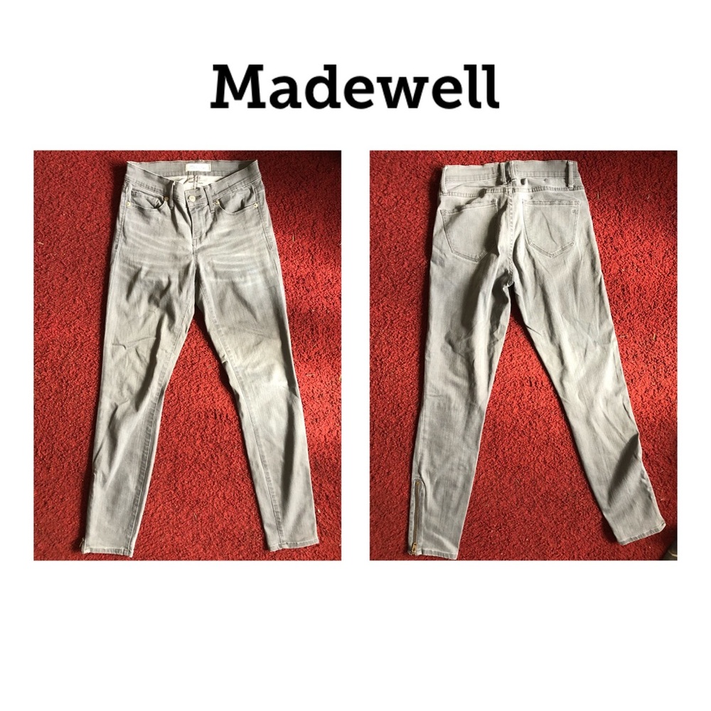 Madewell Faded Gray Jeans with side zippers - Picture 1 of 13